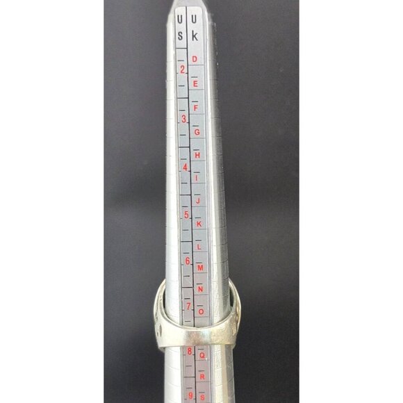 Vintage Estate 925 Sterling Silver & Emerald Ring Large Size 7-1/2 15.2 grams - Picture 6 of 12